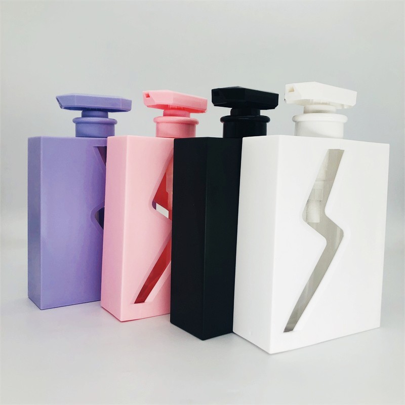 Empty 500ml pink black purple white triangular conditioner bottle plastic black body shampoo bottles luxury in stock
