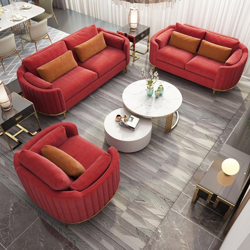 Luxury Sofa Living Room Furniture Curved Dresser Home Lounge Sofa Sets Italian Modern Fabric Velvet Sofa Set Furniture